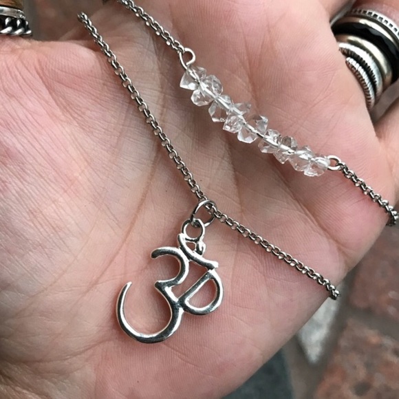 Genuine Herkimer diamonds om sign necklace - Picture 5 of 8